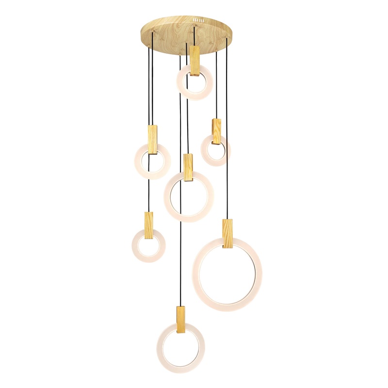 CWI Lighting 1214P28-7-236 Anello LED Pendant, White Oak