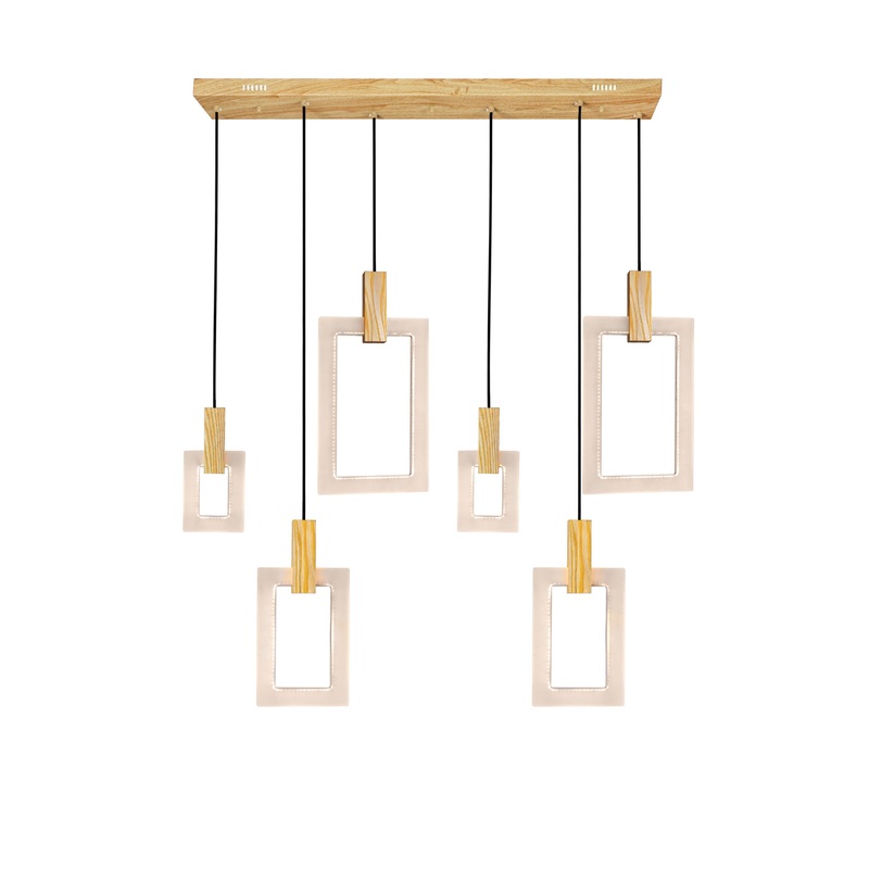 CWI Lighting 1214P48-6-236-A-RC Anello LED Island/Pool Table Chandelier, White Oak (Discontinued)