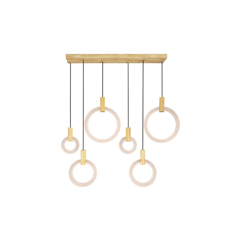 CWI Lighting 1214P52-6-236-RC Anello LED Island/Pool Table Chandelier, White Oak (Discontinued)