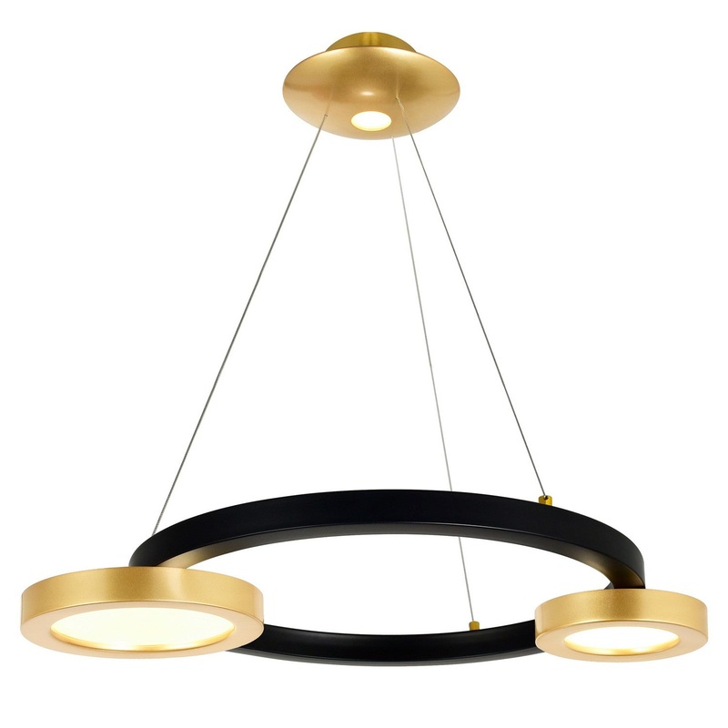 CWI Lighting 1215P20-2-625 Deux Lunes LED Chandelier, Sun Gold & Black