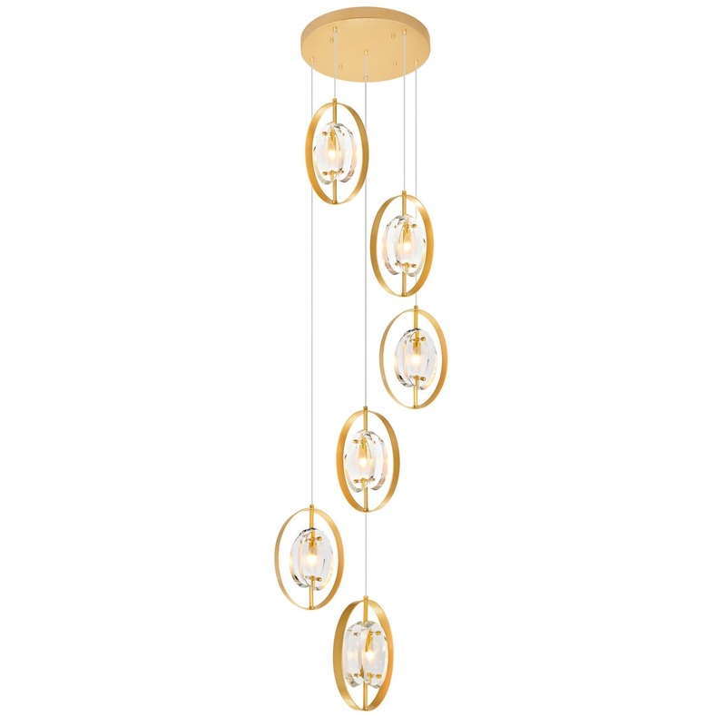 CWI Lighting 1224P21-6-625 Iris Six Light Pendant, Sun Gold