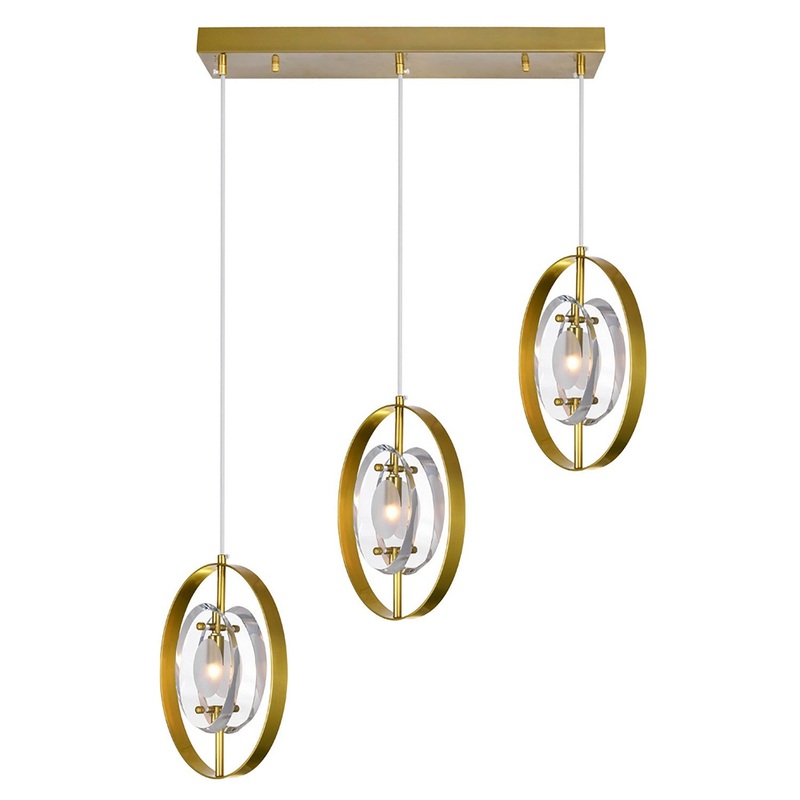 CWI Lighting 1224P22-3-625 Iris Three Light Island/Pool Table Chandelier, Brass (Discontinued)