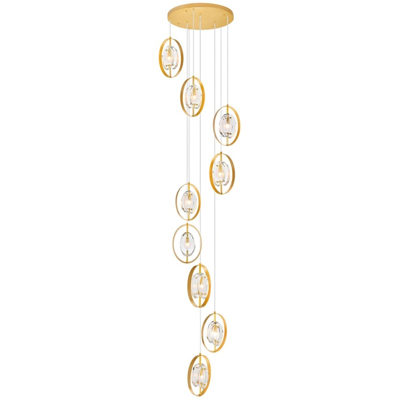 CWI Lighting 1224P24-9-625 Iris Nine Light Pendant, Sun Gold