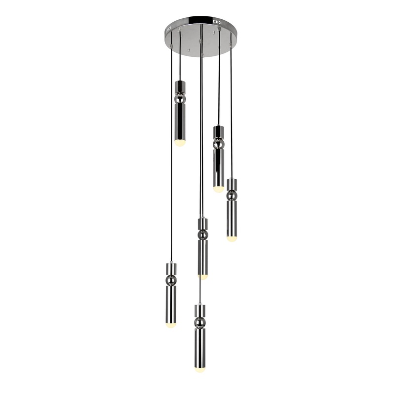 CWI Lighting 1225P16-6-613 Chime LED Pendant, Polished Nickel