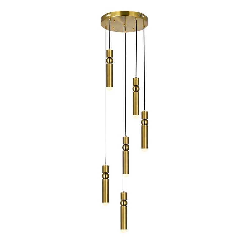 CWI Lighting 1225P16-6-625 Chime LED Pendant, Brass (Discontinued)