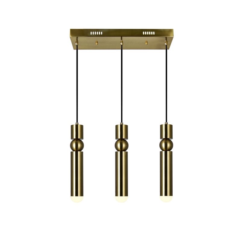 CWI Lighting 1225P20-3-625 Chime LED Island/Pool Table Chandelier, Brass
