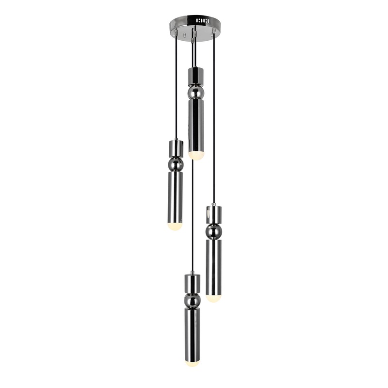 CWI Lighting 1225P9-4-613 Chime LED Pendant, Polished Nickel