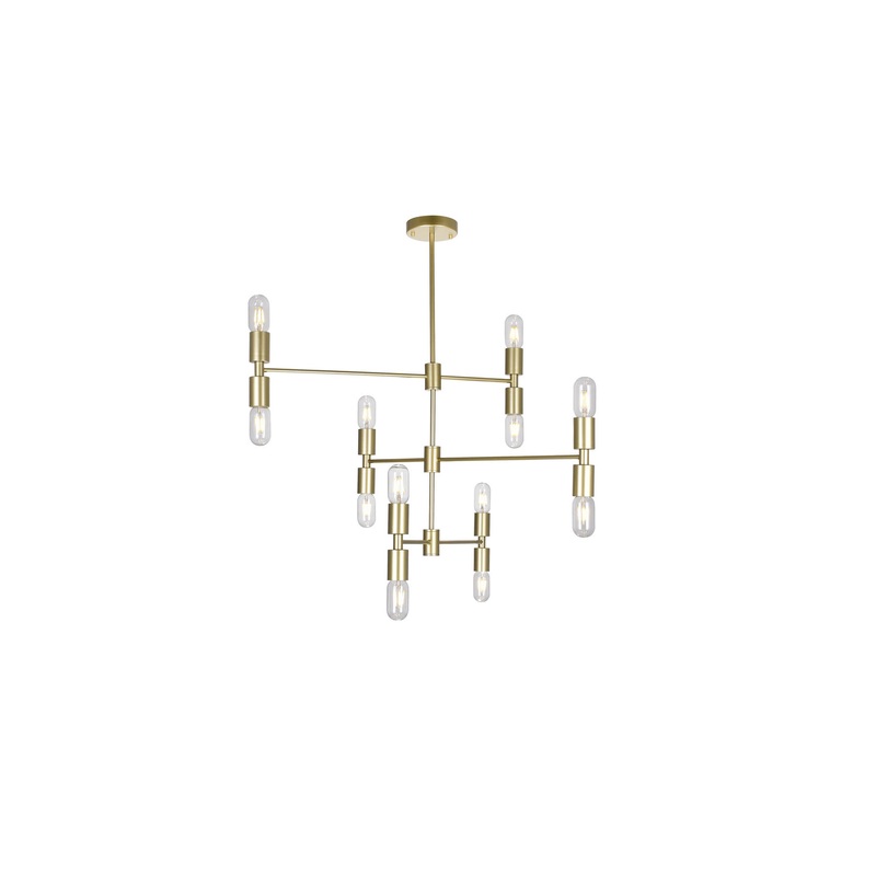CWI Lighting 1227P34-12-169 Hand Crank 12 Light Chandelier, Medallion Gold