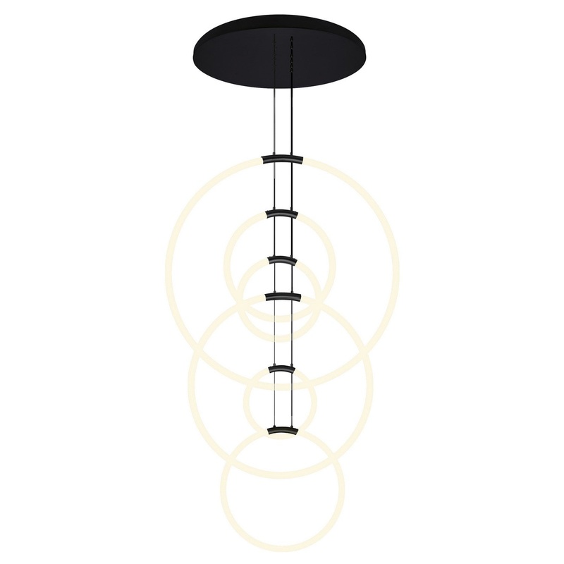CWI Lighting 1273P35-6-101-R Hoops LED Chandelier, Black