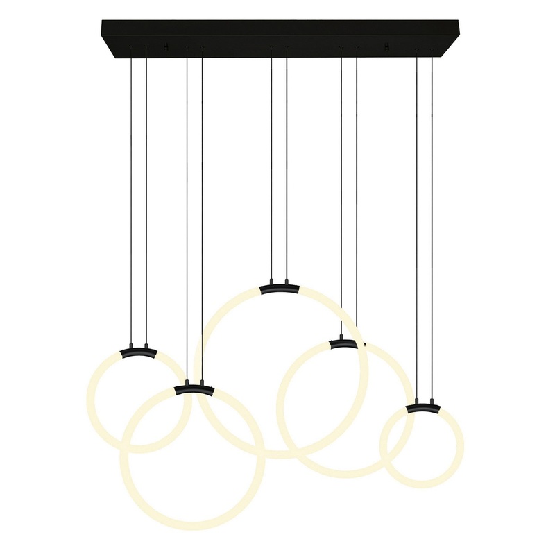 CWI Lighting 1273P44-5-101-RC Hoops LED Chandelier, Black