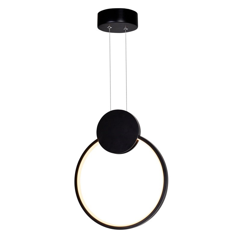 CWI Lighting 1297P12-1-101 Pulley LED Mini Pendant, Black