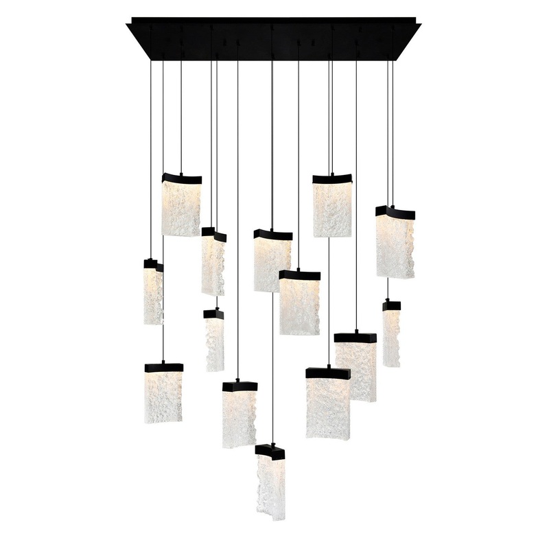 CWI Lighting 1587P48-14-101-RC Lava LED Chandelier, Black