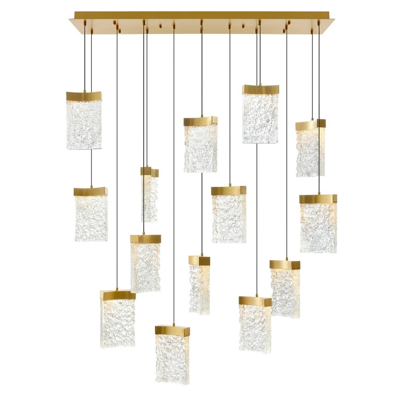 CWI Lighting 1587P48-14-624-RC Lava LED Chandelier, Brass