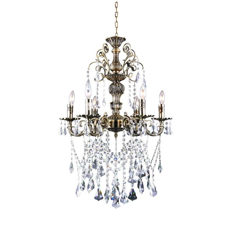 CWI Lighting 2011P24AB-6 Brass Six Light Chandelier, Antique Brass