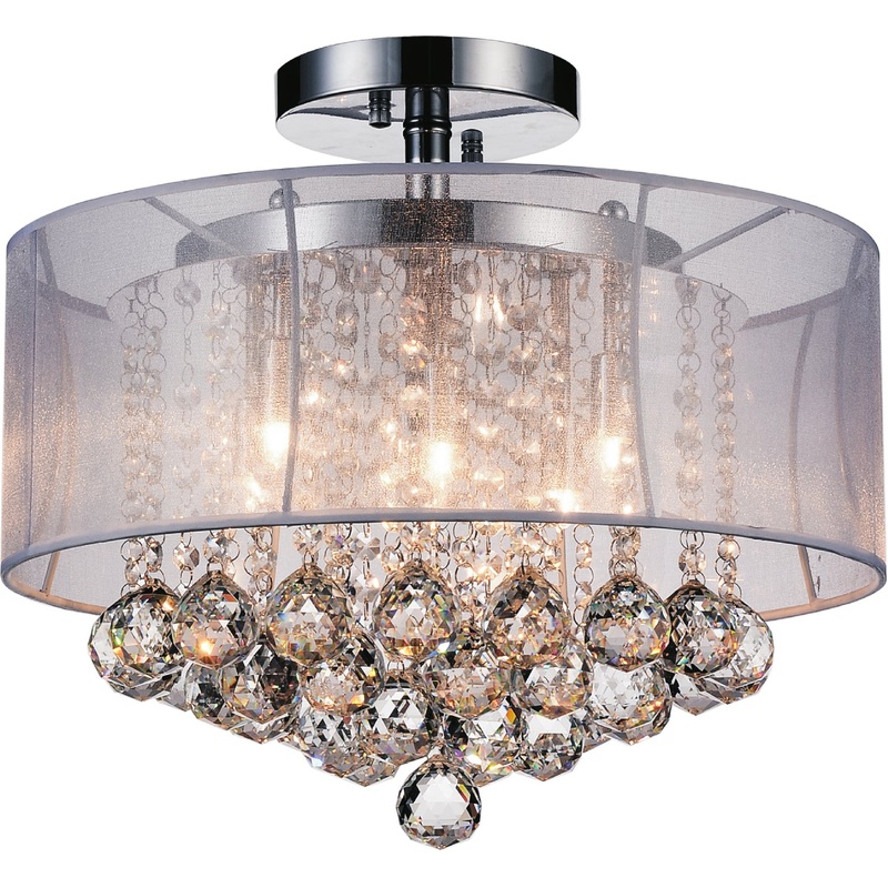CWI Lighting 5062C16C (Clear + W) Radiant Six Light Flush Mount, Chrome