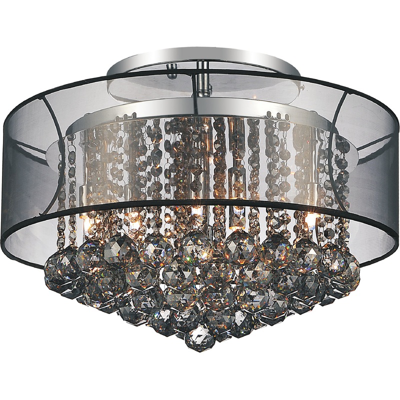 CWI Lighting 5062C20C (Smoke + B) Radiant Nine Light Flush Mount, Chrome (Discontinued)
