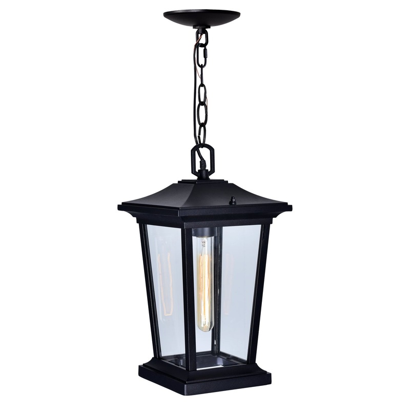 CWI Lighting 0413P8-1-101 Leawood One Light Outdoor Hanging Pendant, Black