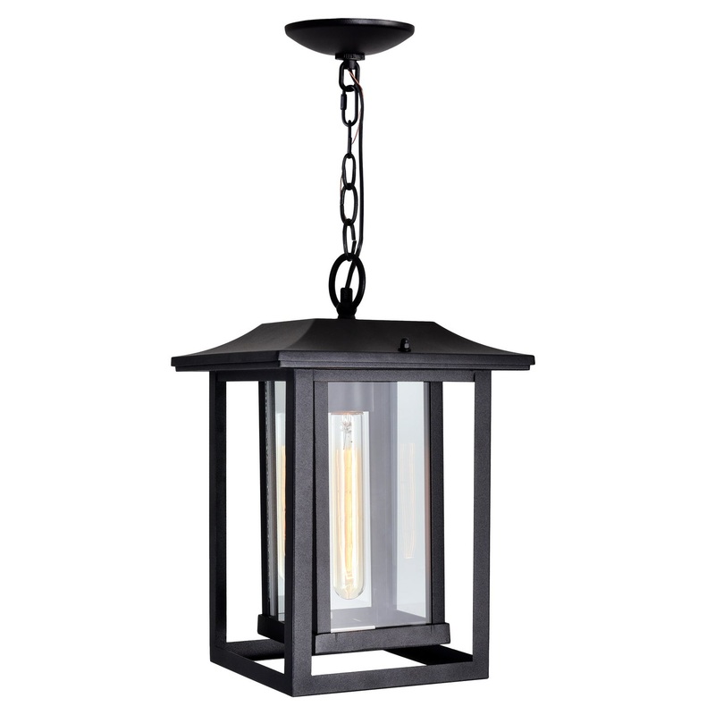 CWI Lighting 0414P10-1-101 Winfield One Light Outdoor Hanging Pendant, Black