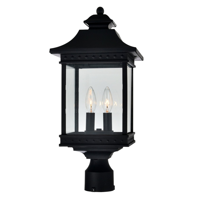 CWI Lighting 0416PT9-2-101 Cleveland Two Light Outdoor Lantern Head, Black