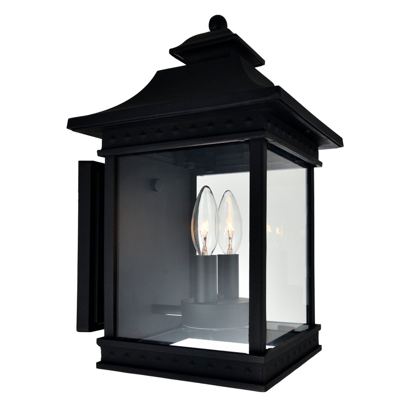CWI Lighting 0416W9-A-2-101 Cleveland Two Light Outdoor Wall Lantern, Black