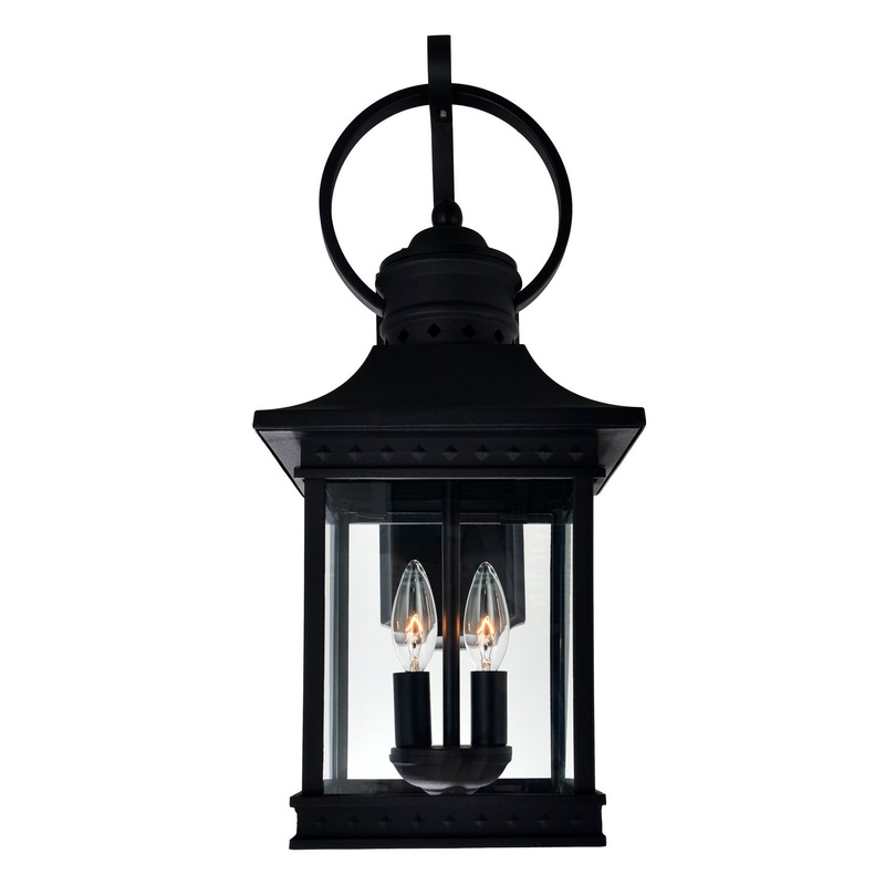 CWI Lighting 0416W9-B-2-101 Cleveland Two Light Outdoor Wall Lantern, Black (Discontinued)