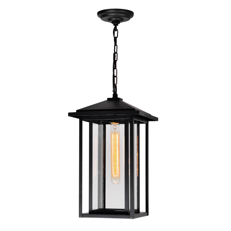 CWI Lighting 0417P9-1-101 Crawford One Light Outdoor Hanging Lantern, Black
