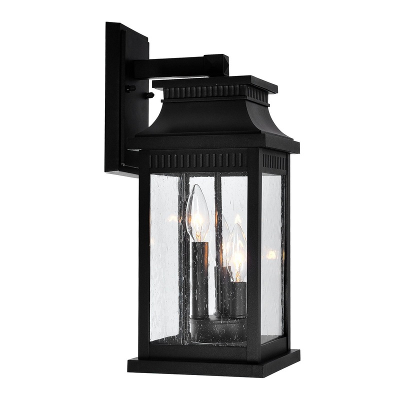 CWI Lighting 0418W7L-3 Milford Three Light Outdoor Wall Lantern, Black (Discontinued)