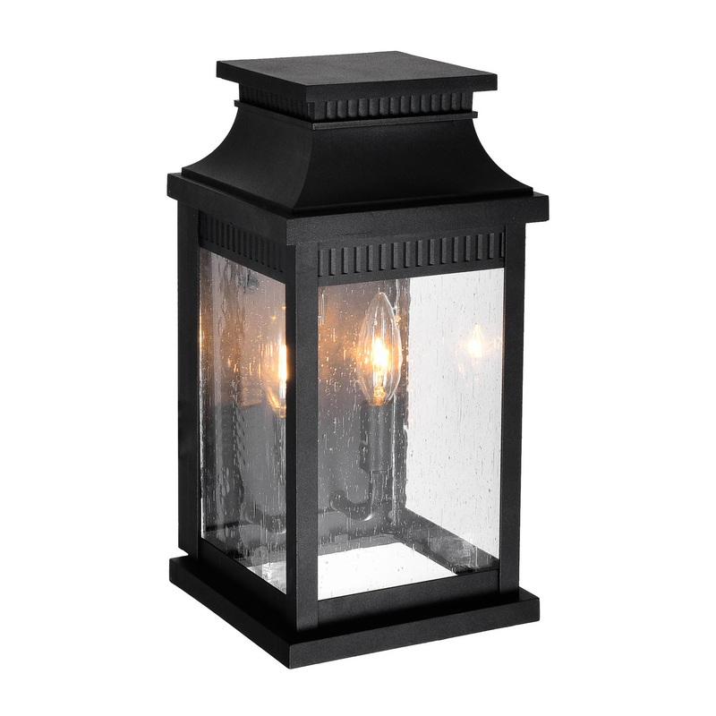 CWI Lighting 0418W7S-2 Milford Two Light Outdoor Wall Lantern, Black