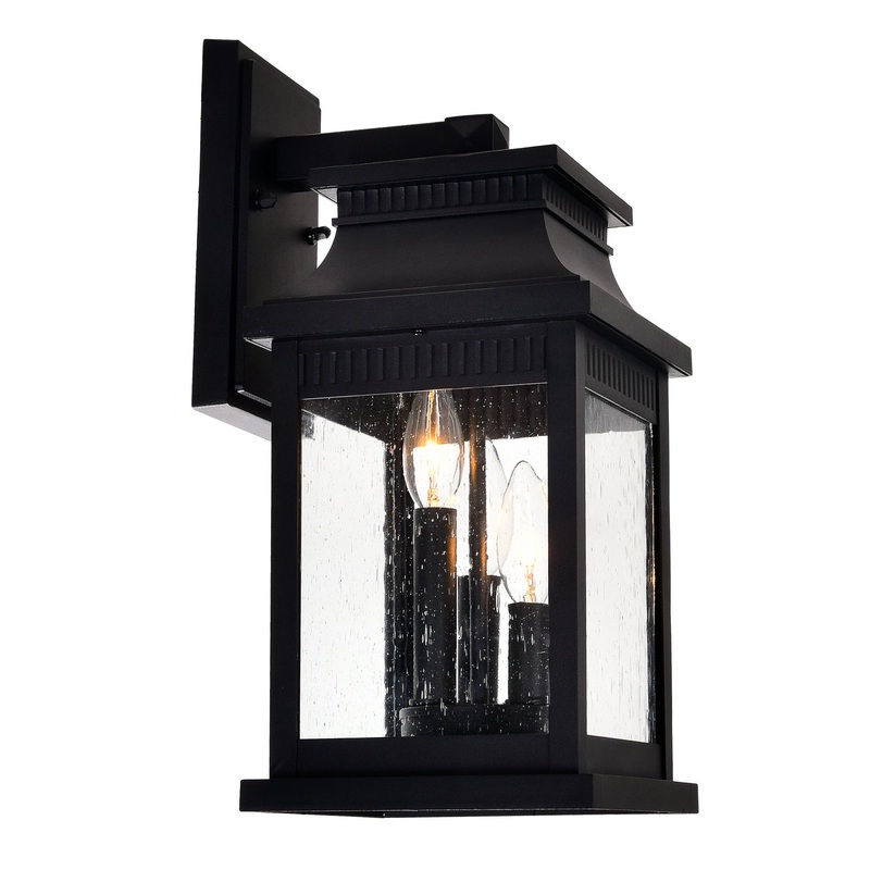 CWI Lighting 0418W7S-3 Milford Three Light Outdoor Wall Lantern, Black