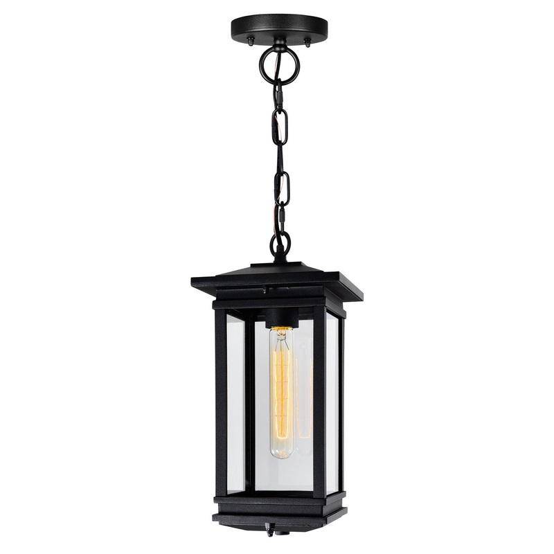CWI Lighting 0422P7-1-101 Oakwood One Light Outdoor Pendant, Black