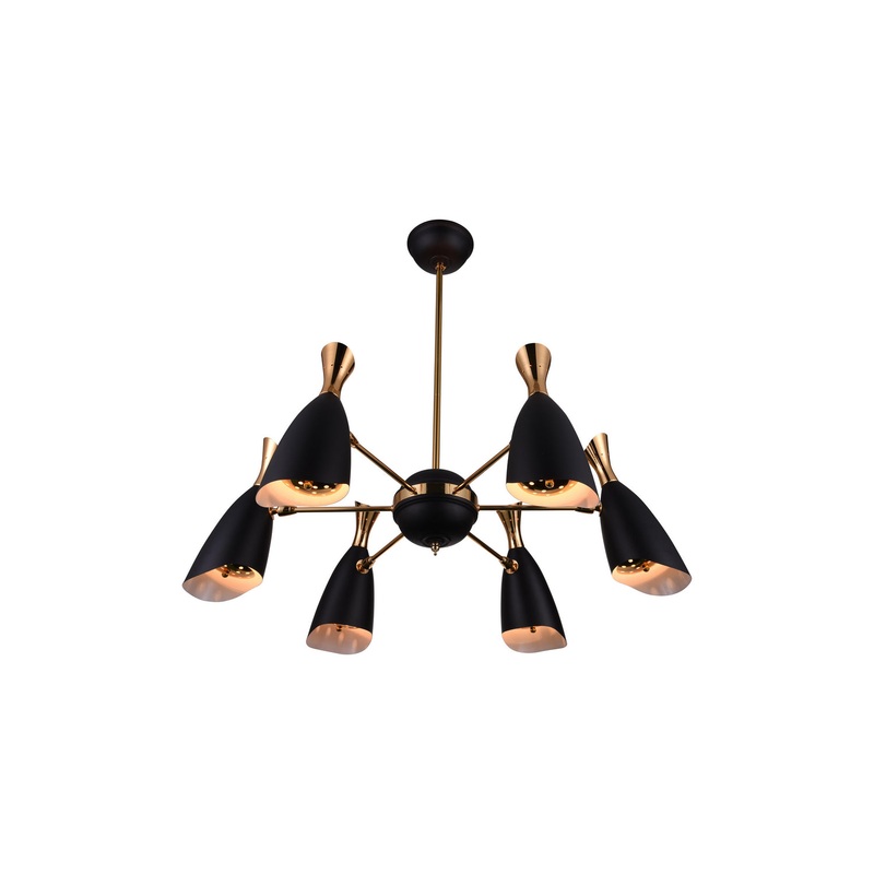 CWI Lighting 1016P43-6-129 Rolin 12 Light Chandelier, Matte Black & Satin Gold