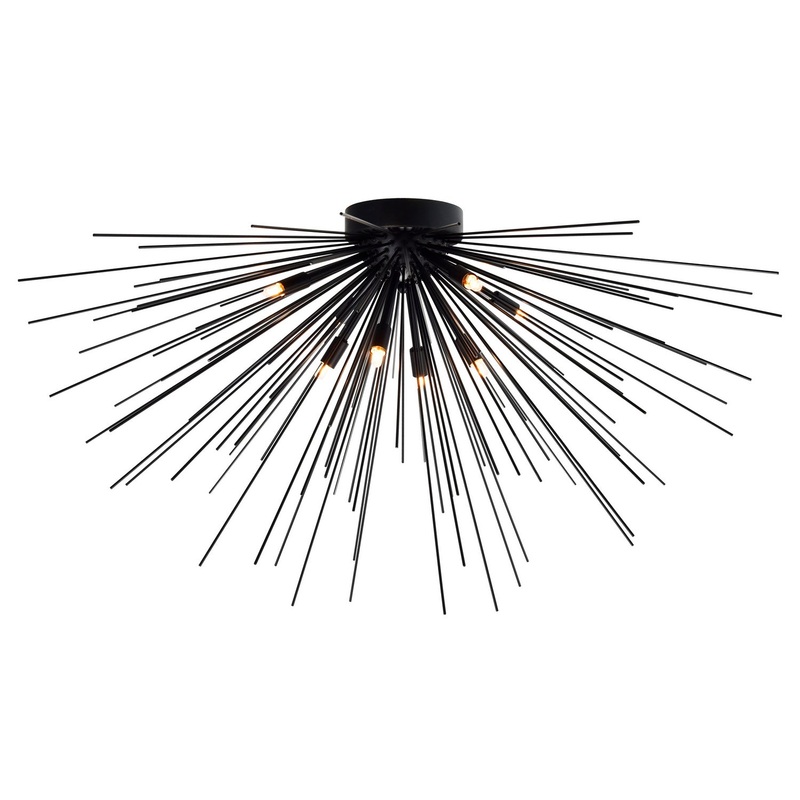 CWI Lighting 1034C40-8-101 Savannah Eight Light Flush Mount, Black