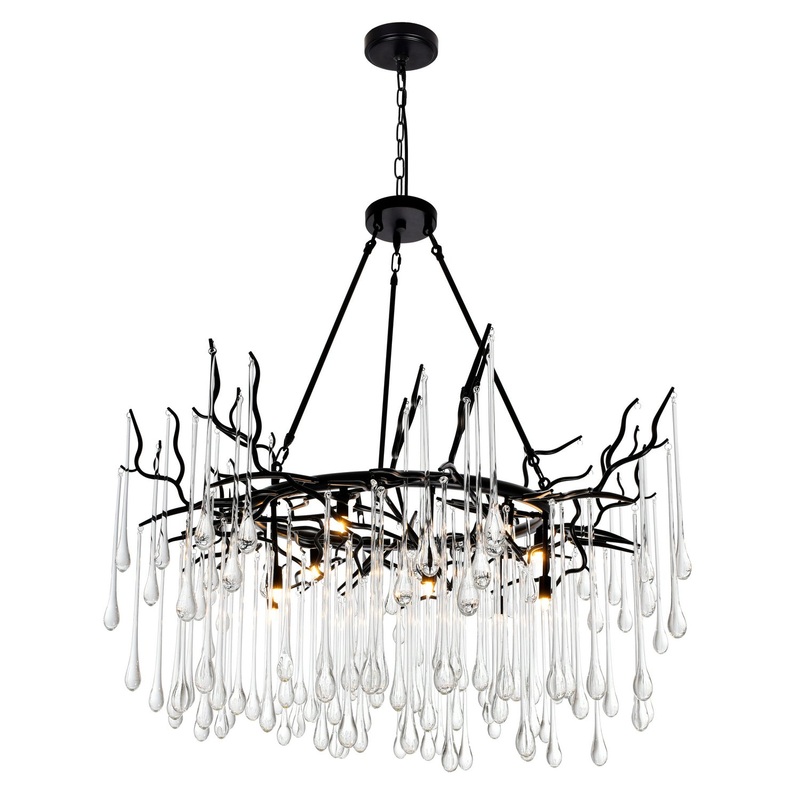 CWI Lighting 1094P43-12-101 Anita 12 Light Chandelier, Black