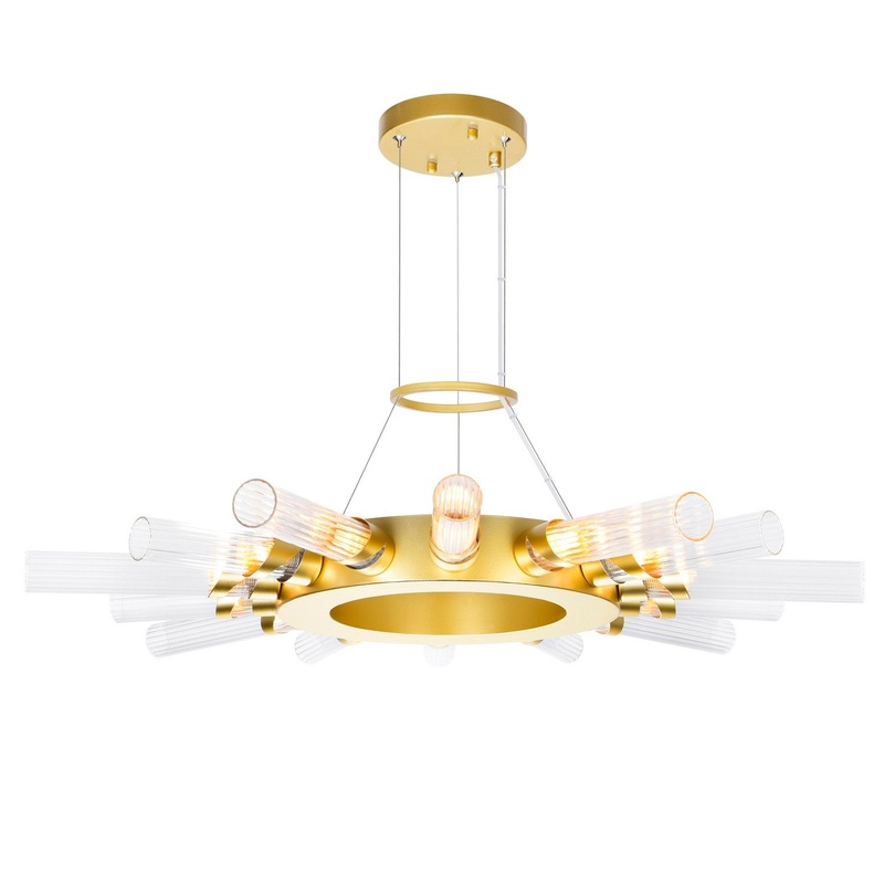 CWI Lighting 1121P28-14-602 Collar LED Chandelier, Satin Gold