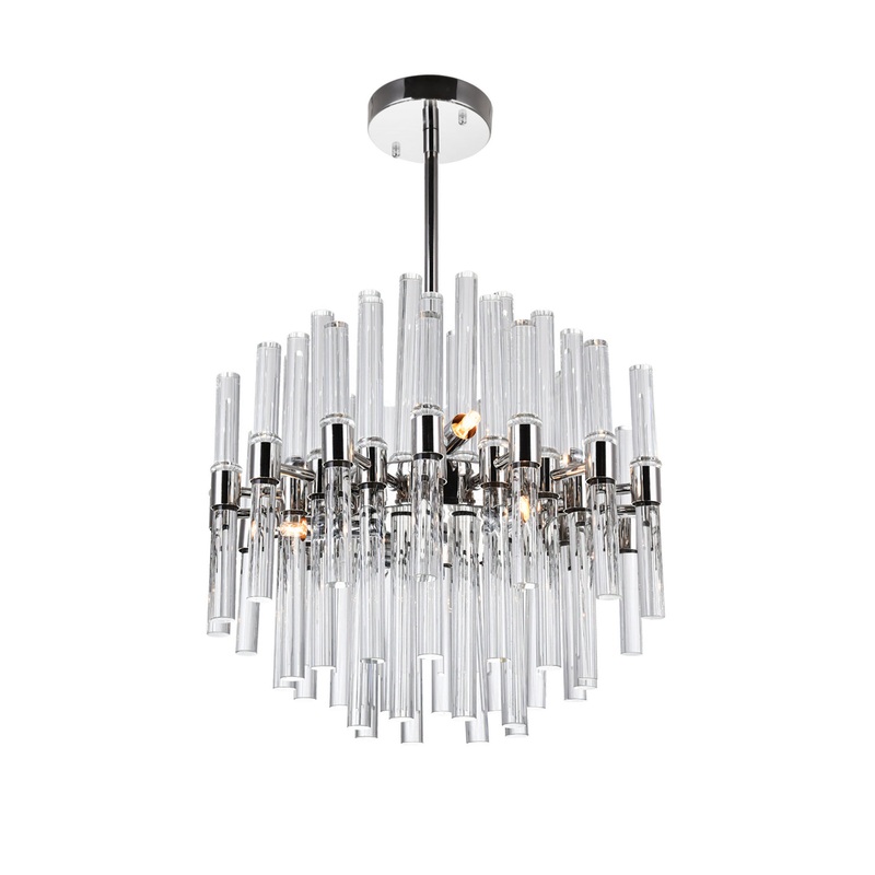 CWI Lighting 1137P16-8-613 Miroir Eight Light Chandelier, Polished Nickel