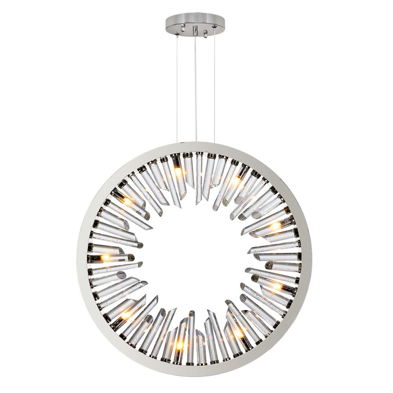 CWI Lighting 1142P26-9-613 Spiked Nine Light Chandelier, Polished Nickel (Discontinued)