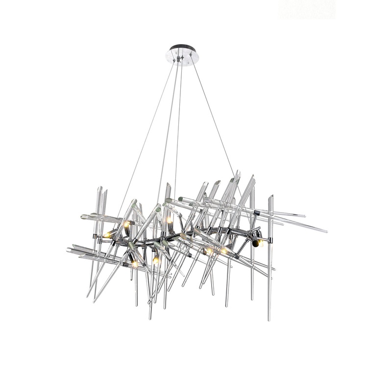 CWI Lighting 1154P39-10-601 Icicle Ten Light Chandelier, Chrome