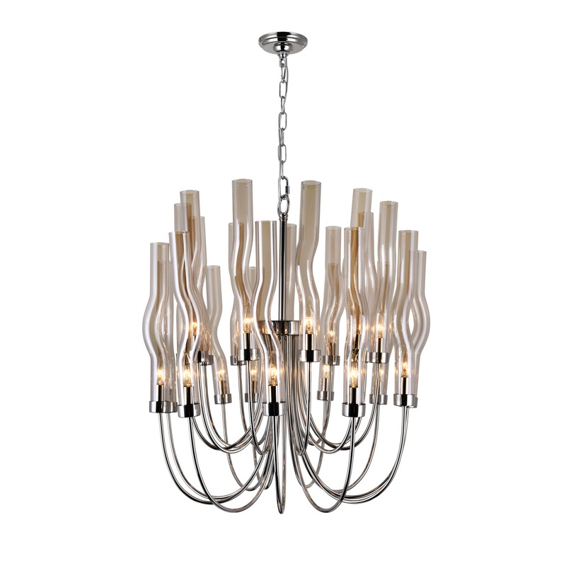 CWI Lighting 1203P29-22-613 Meduse 22 Light Chandelier, Polished Nickel (Discontinued)