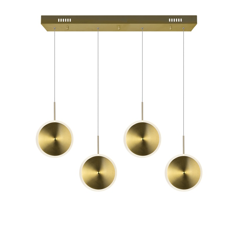 CWI Lighting 1204P30-4-625 Ovni LED Island/Pool Table Chandelier, Brass (Discontinued)