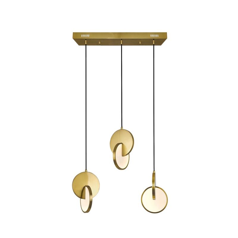 CWI Lighting 1206P24-3-629 Tranche LED Island/Pool Table Chandelier, Brushed Brass (Discontinued)