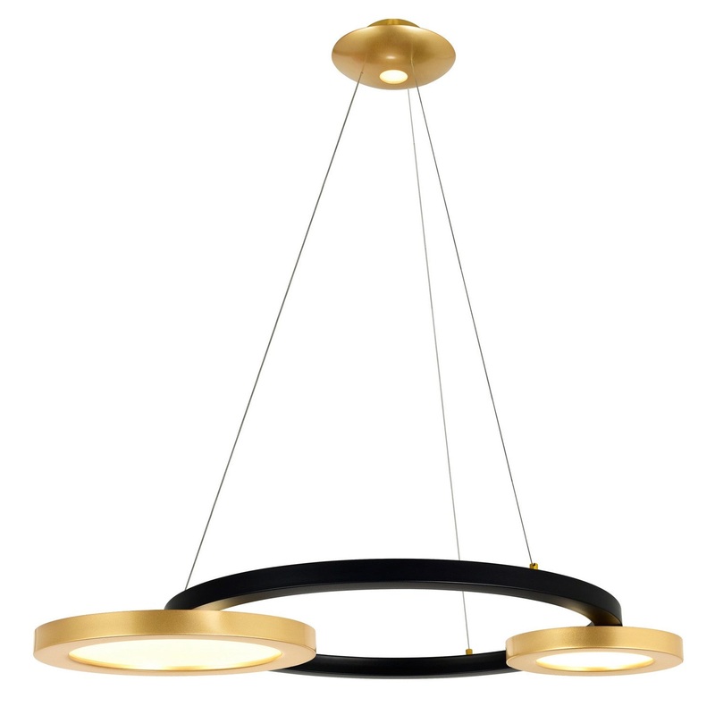 CWI Lighting 1215P37-2-625 Deux Lunes LED Chandelier, Sun Gold & Black