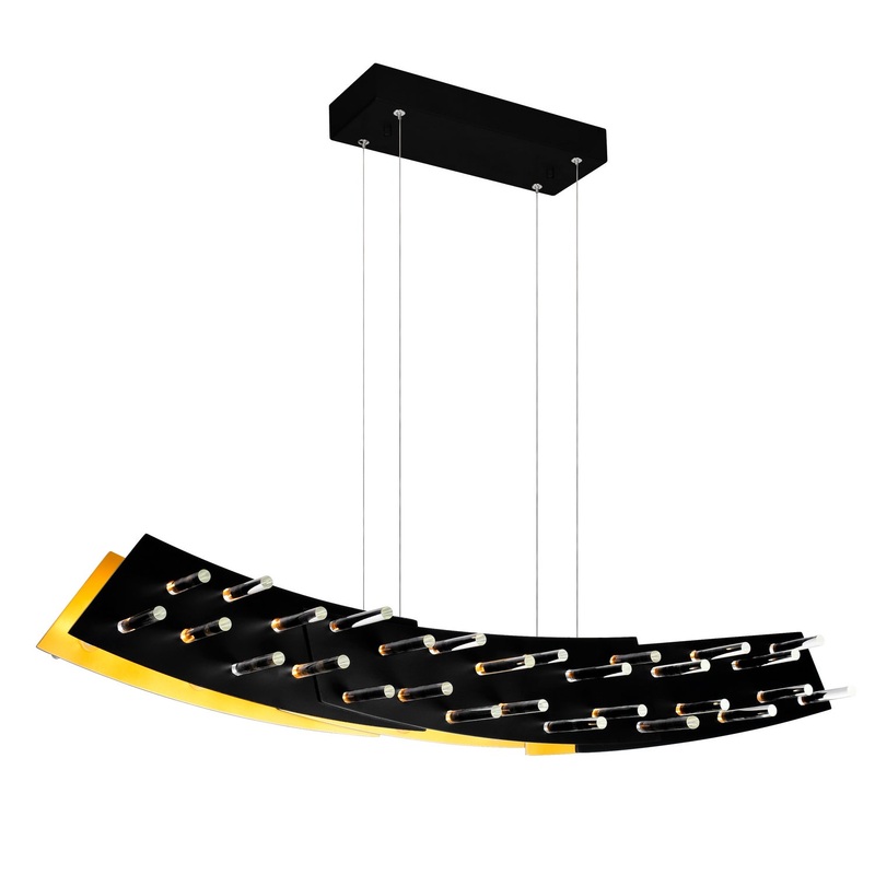 CWI Lighting 1244P40-101 Gondola LED Chandelier, Black & Satin Gold