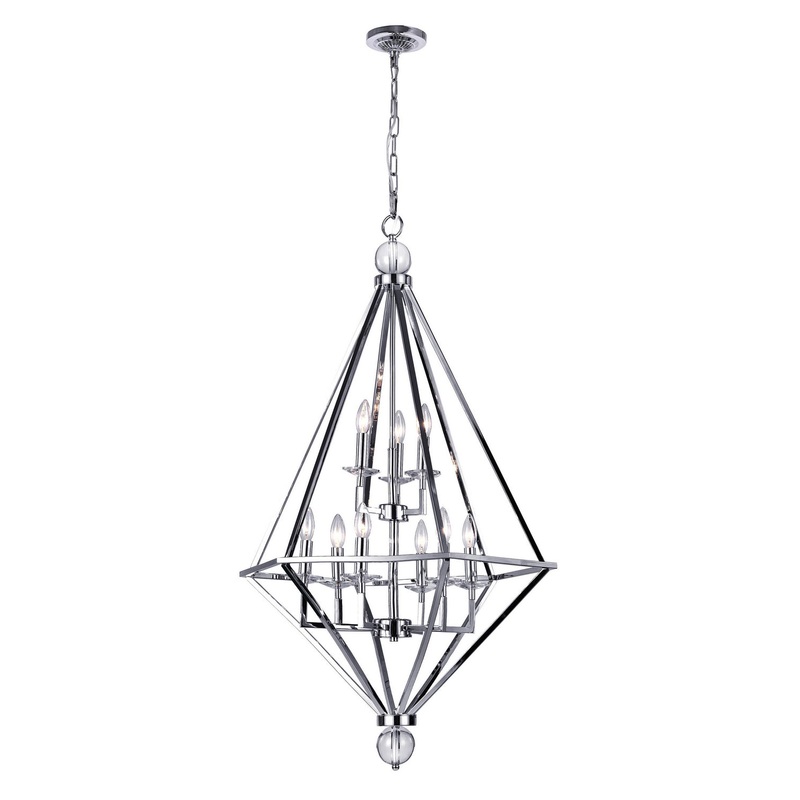 CWI Lighting 1027P26-9-601 Calista Nine Light Chandelier, Chrome