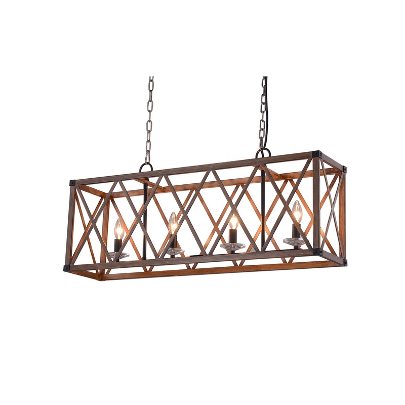 CWI Lighting 1033P36-4-230 Marini Four Light Chandelier, Wood Grain Brown (Discontinued)