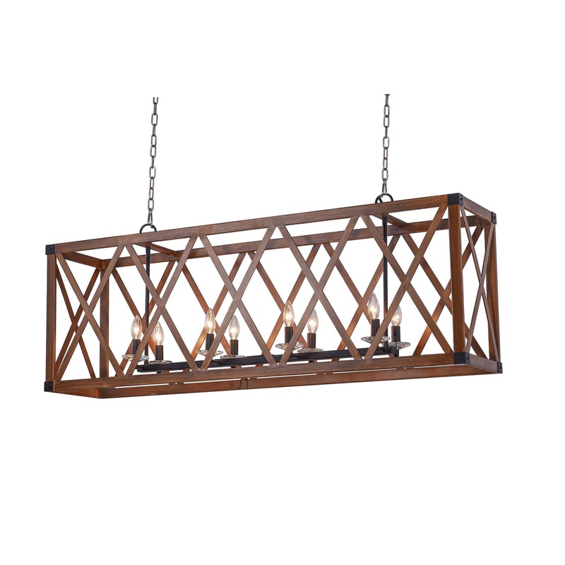 CWI Lighting 1033P51-8-230 Marini Eight Light Chandelier, Wood Grain Brown (Discontinued)