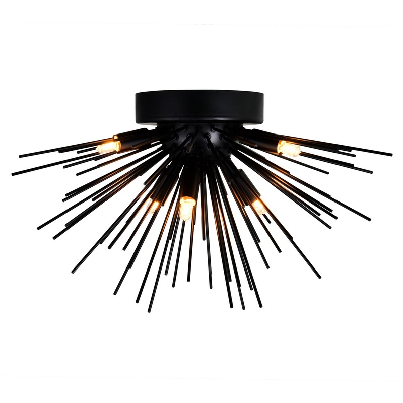 CWI Lighting 1034C20-6-101 Savannah Six Light Flush Mount, Black
