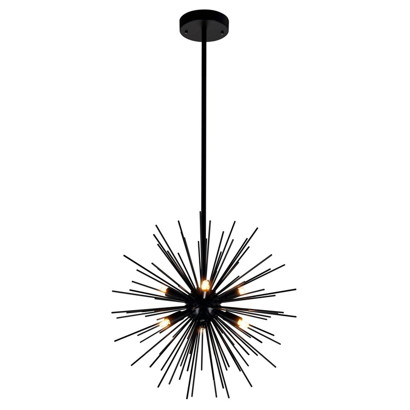 CWI Lighting 1034P16-6-101 Savannah Six Light Chandelier, Black