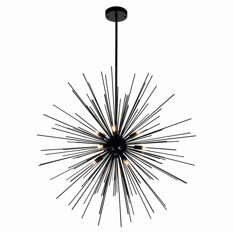 CWI Lighting 1034P30-9-101 Savannah Nine Light Chandelier, Black