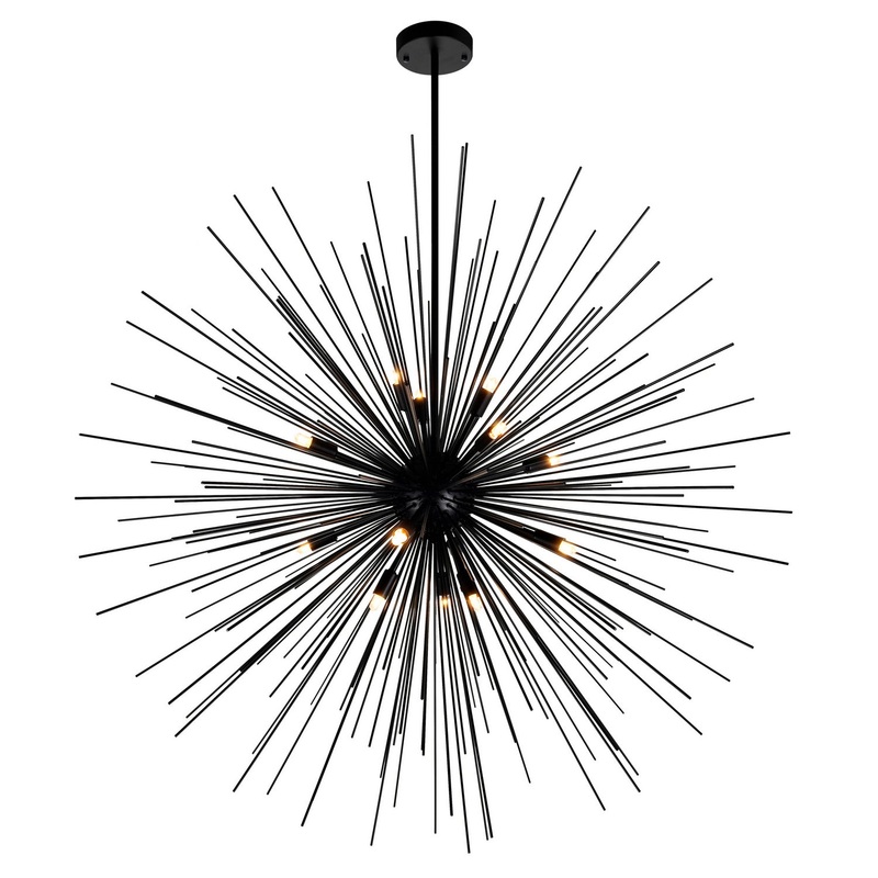 CWI Lighting 1034P40-14-101 Savannah 14 Light Chandelier, Black