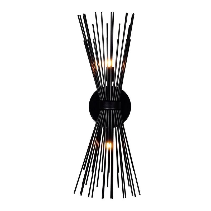 CWI Lighting 1034W8-2-101 Savannah Two Light Wall Sconce, Black